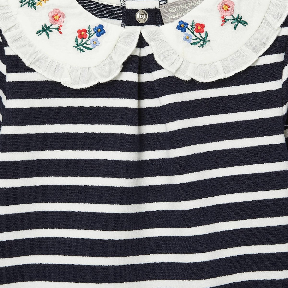 Robe rayée à col brodé ecru, BOUT'CHOU