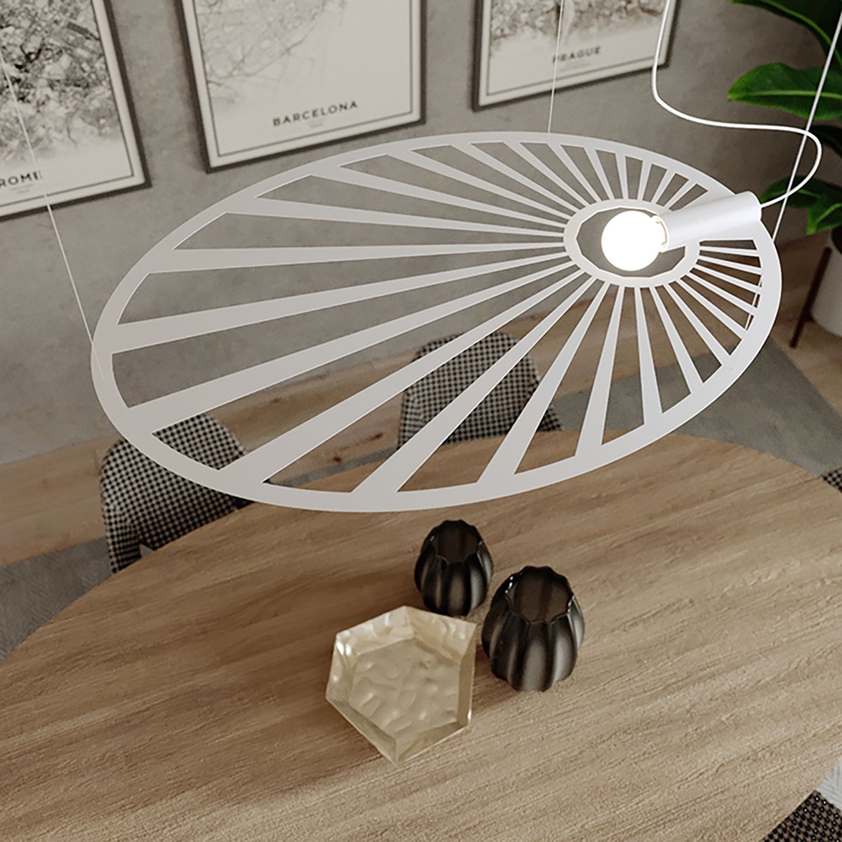 Suspension Acier Blanc E27 1 Lehdet blanc, EDEN