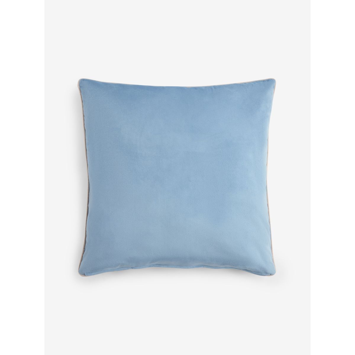 Coussin en velours mat avec liseré contrasté bleu clair, NEXT