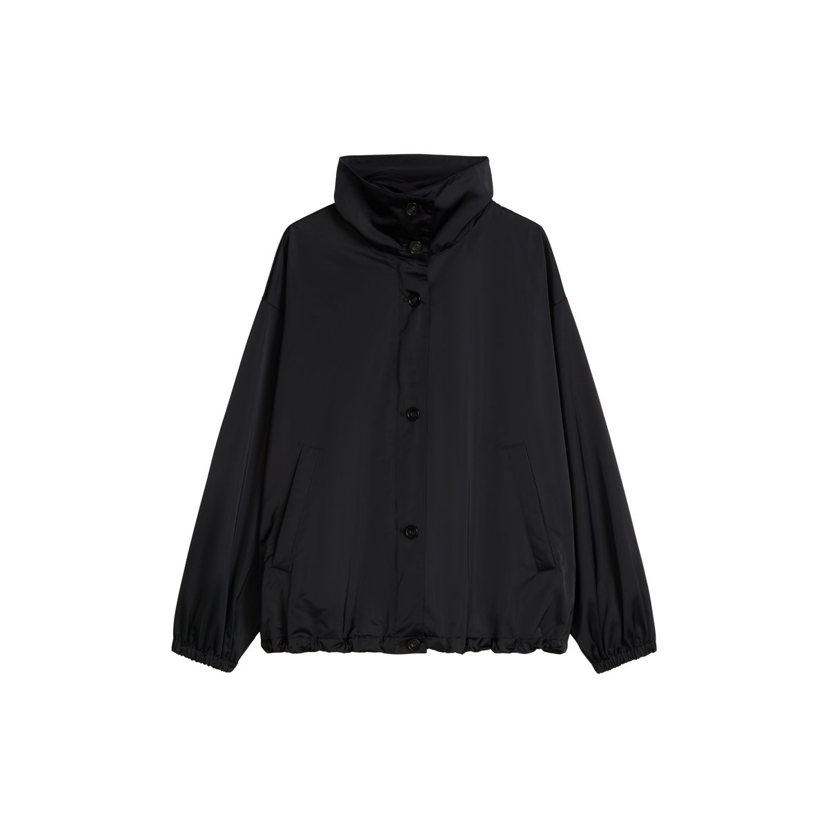 Long-Blouson loose en sergé de polyester Shiny recyclé noir, MARC O'POLO