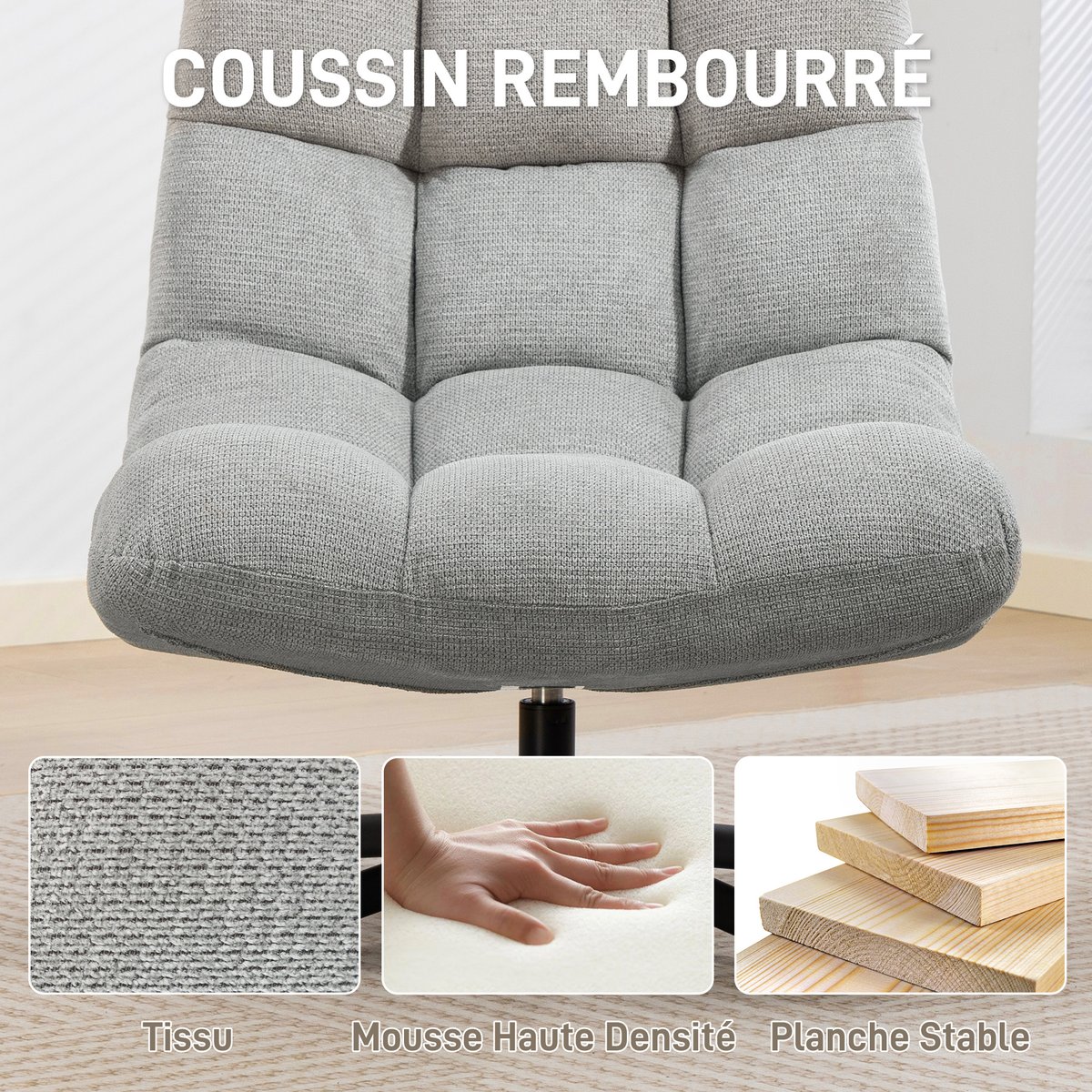 Accent Chair Chenille (100 % polyester) Gris gris clair, HOMCOM