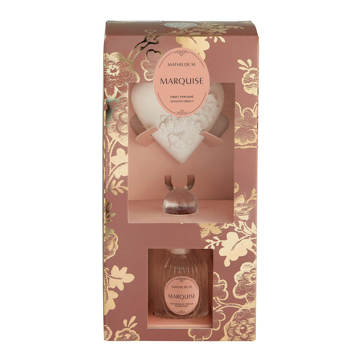 Coffret diffuseur et décor parfumé Marquise TRÉSOR DE FLEURS rose, MATHILDE M