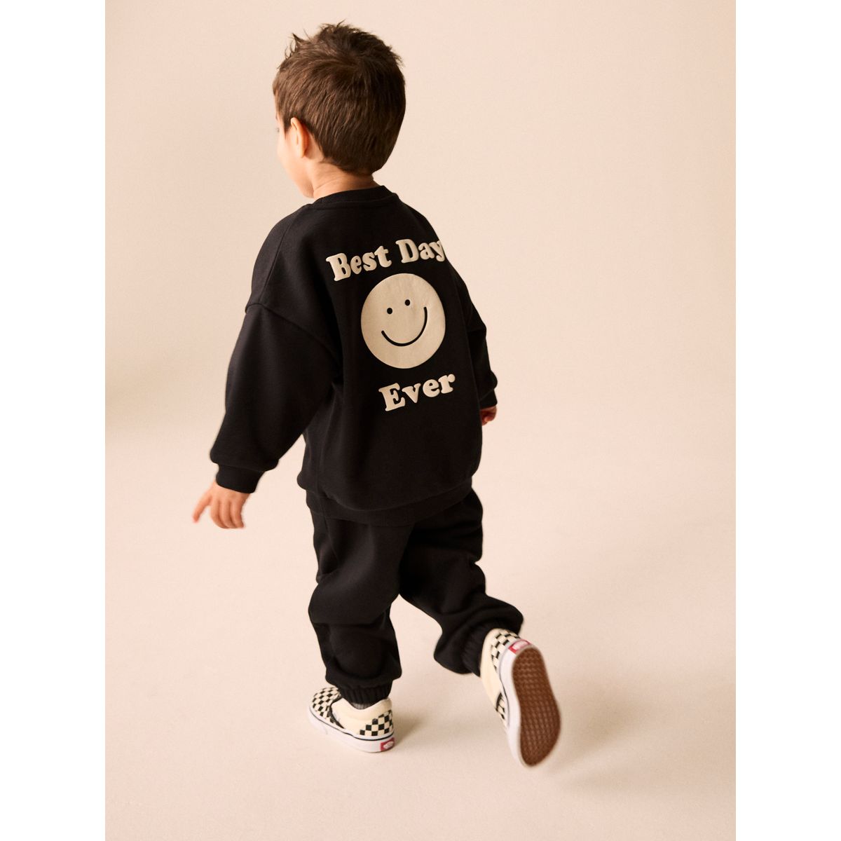 Ensemble jogging ras du cou semi uni noir, NEXT