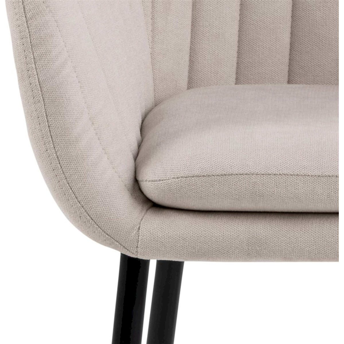 Chaise rembourrée à accoudoirs ELIDI en velours beige, RECOLLECTION
