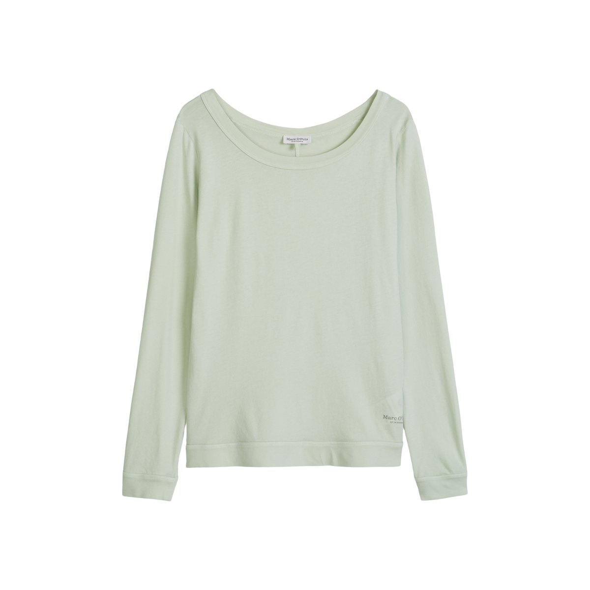 T-shirt long régulier en jersey simple de coton doux vert clair, MARC O'POLO