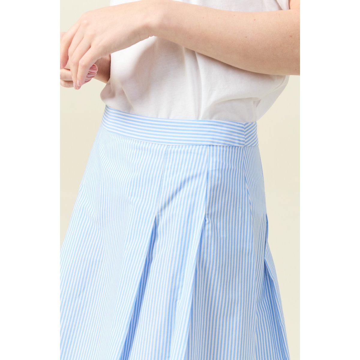 Jupe en coton taille standard bleu, BONOBO