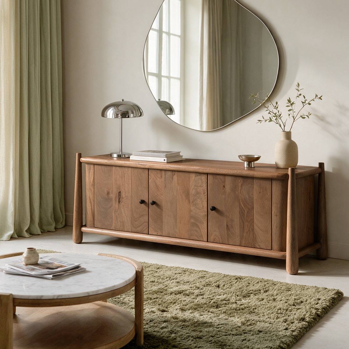 Meuble TV en bois de manguier ISALYNE bois foncé, MADE IN MEUBLES