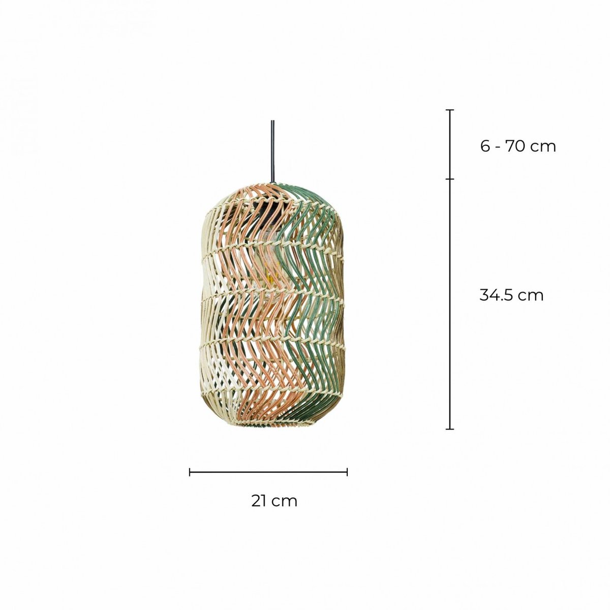 Suspension en rotin, FOSCO marron - orange - naturel - vert, C-CREATION