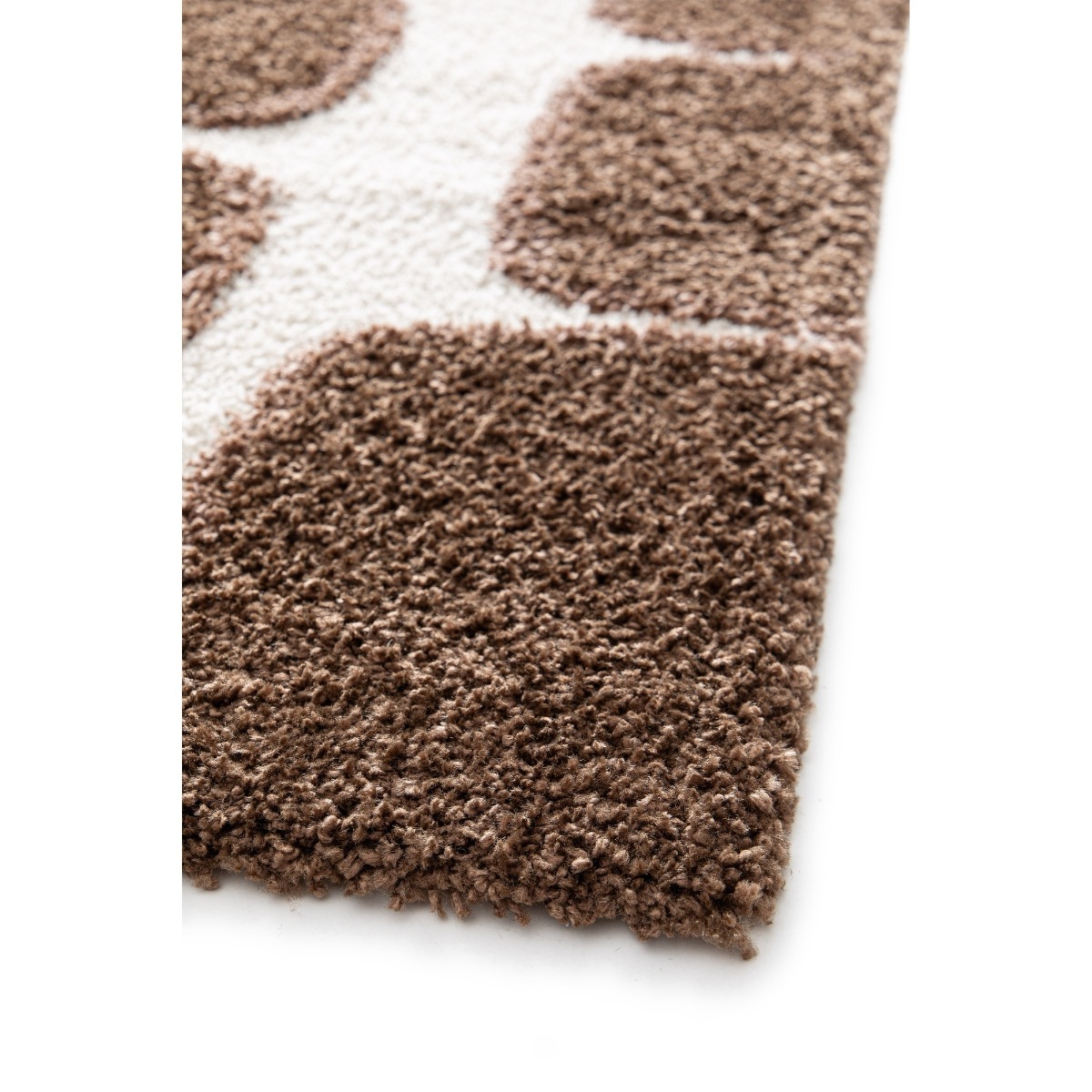 Tapis shaggy doux à relief graphique MOKA BLOCKS marron et ecru, THE DECO FACTORY