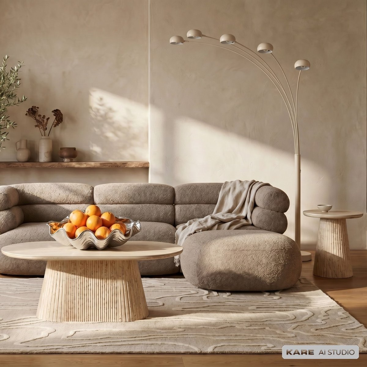 Table basse ovale en grès, ALMA beige, KARE DESIGN