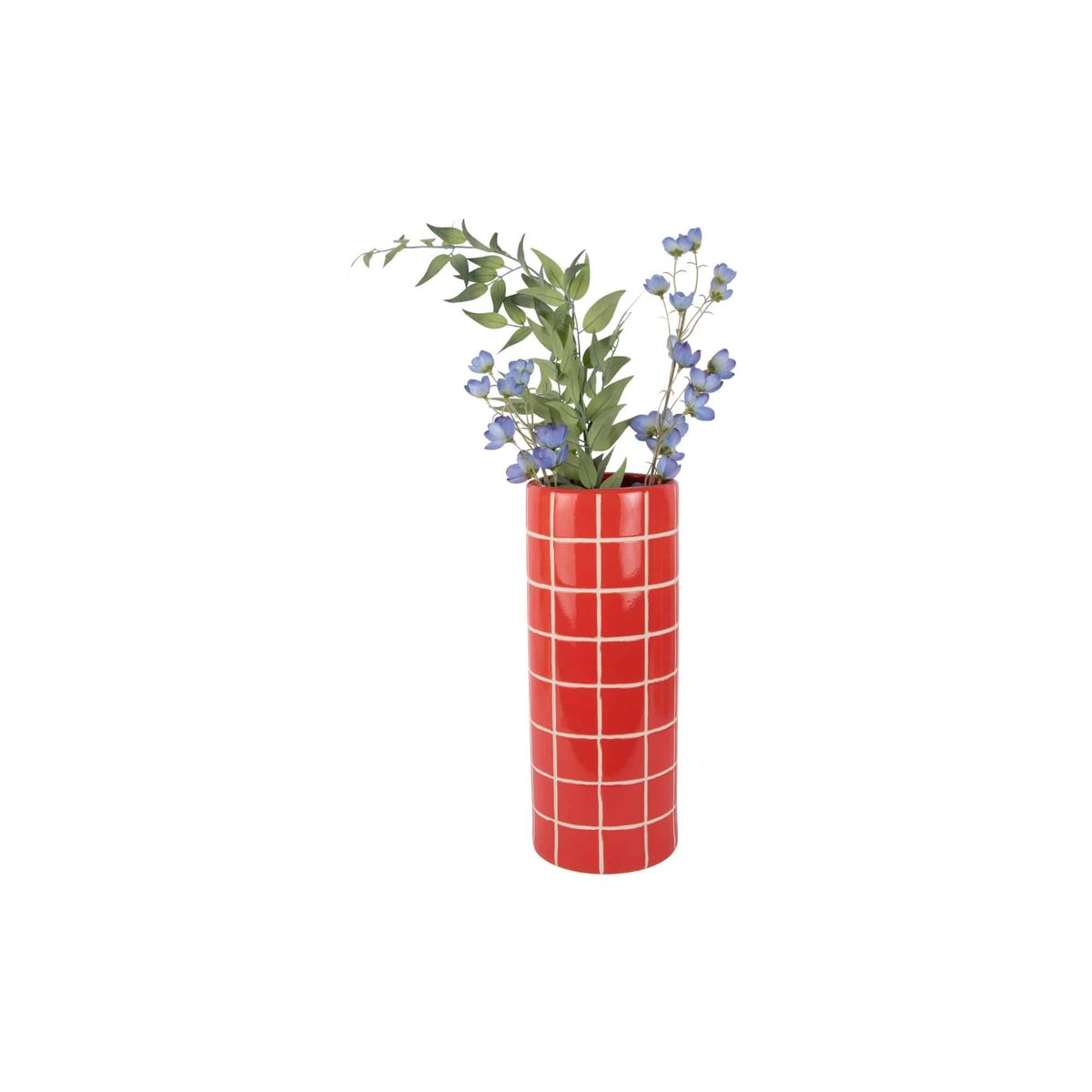 Vase Céramique RETRO TILES rouge vif, PRESENT TIME