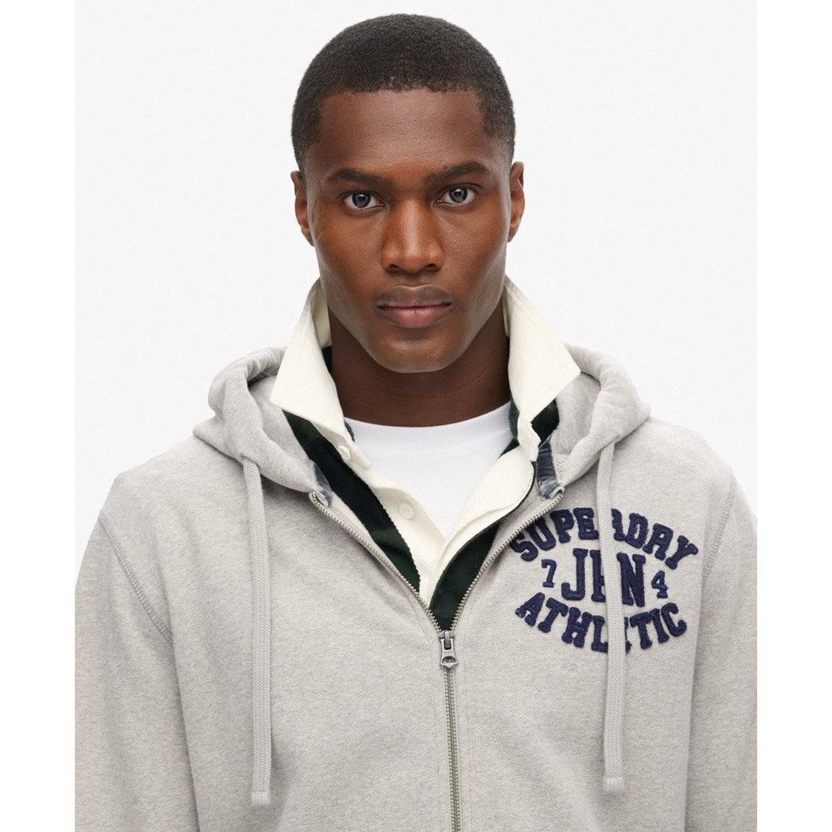 Vintage Athletic Zip Hoodie gris chiné clair, SUPERDRY