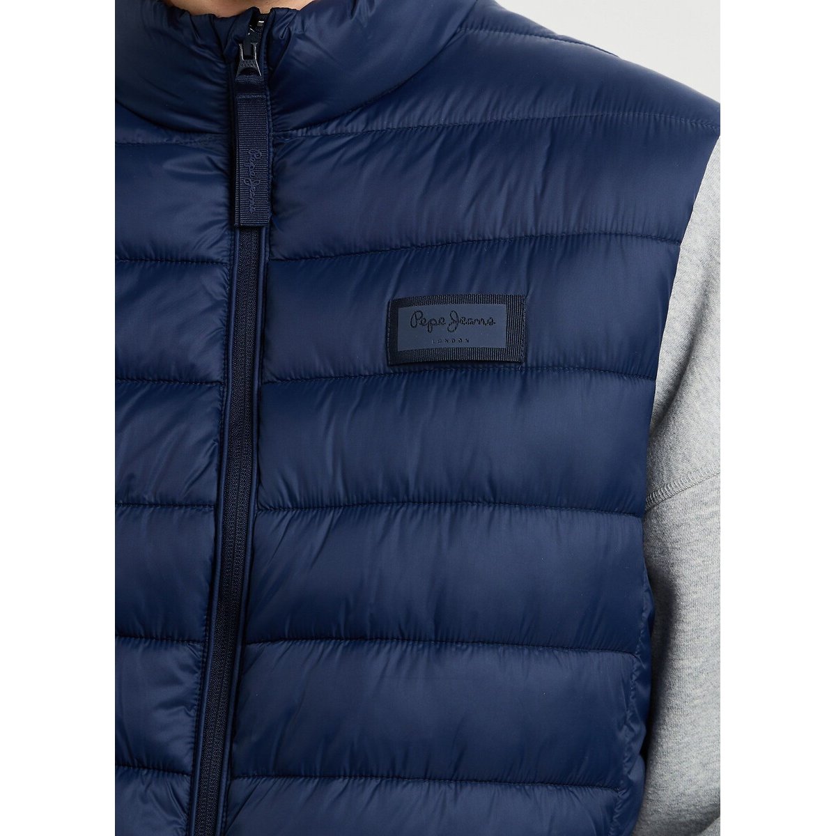 Mid-Season High Neck Short Padded Jacket blue, PEPE JEANS