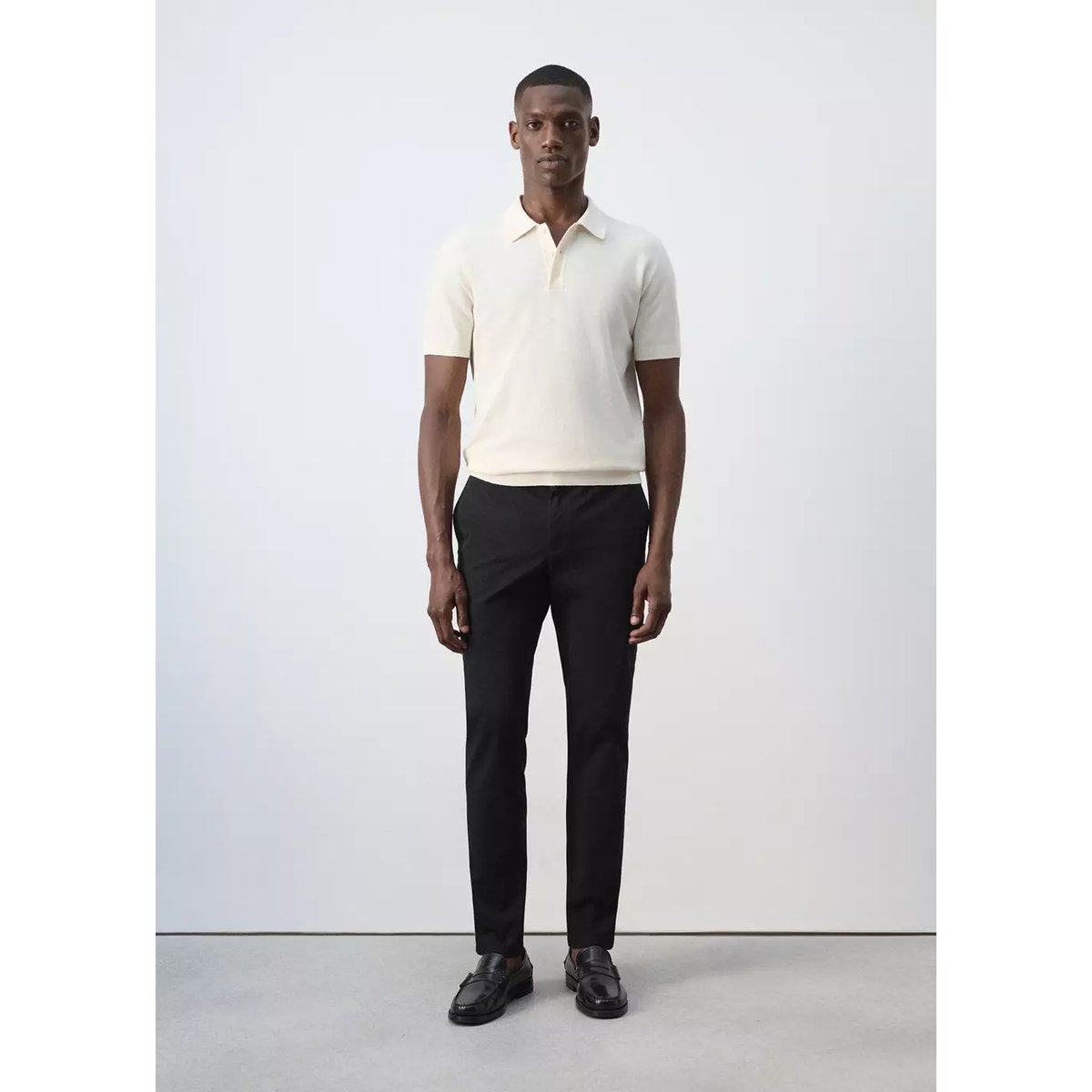 Pantalon Barna slim-fit en sergé noir, MANGO MAN