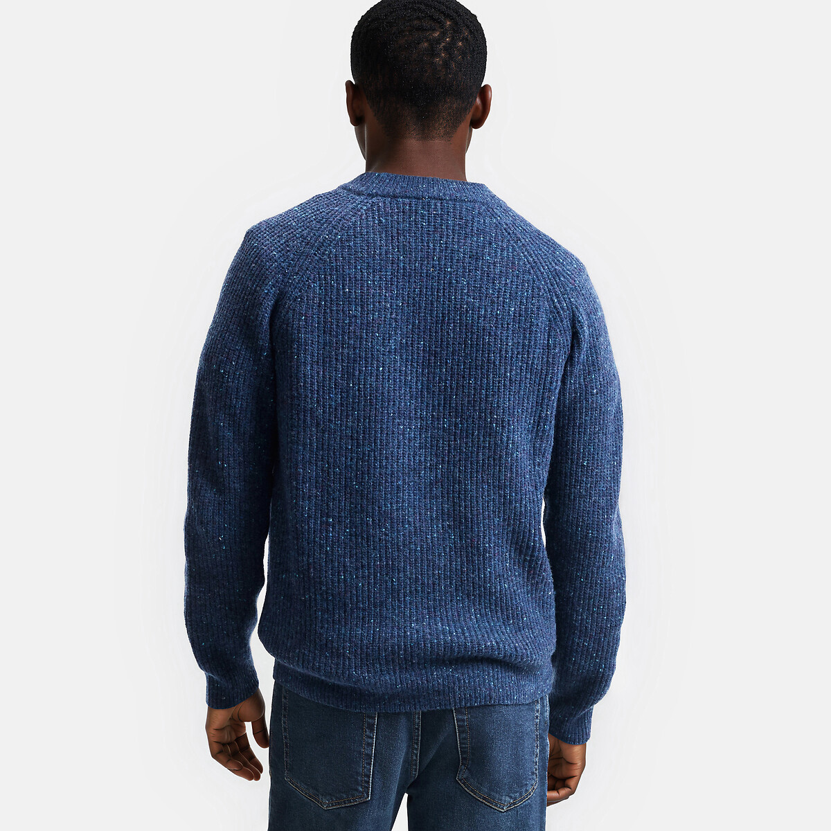 Pull col rond en grosse maille bleu, LA REDOUTE COLLECTIONS