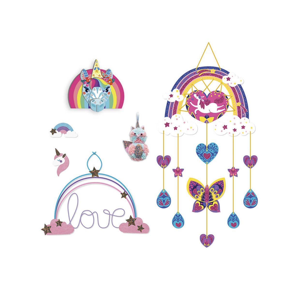 Kit Créatif - Coffret Multi-activités Arc-en-ciel rose, JANOD