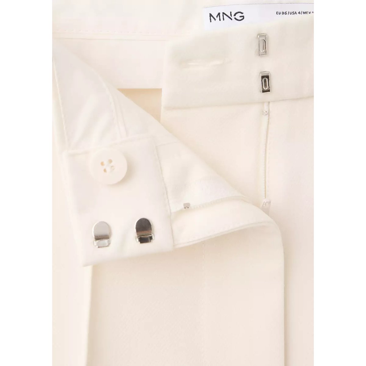 Pantalon flare coutures blanc cassé, MANGO