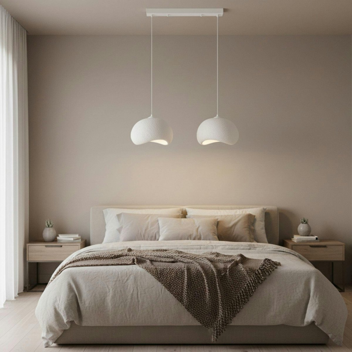 Suspension blanche îlot cuisine 2 lampes 80 cm NOXIS blanc, PIER IMPORT