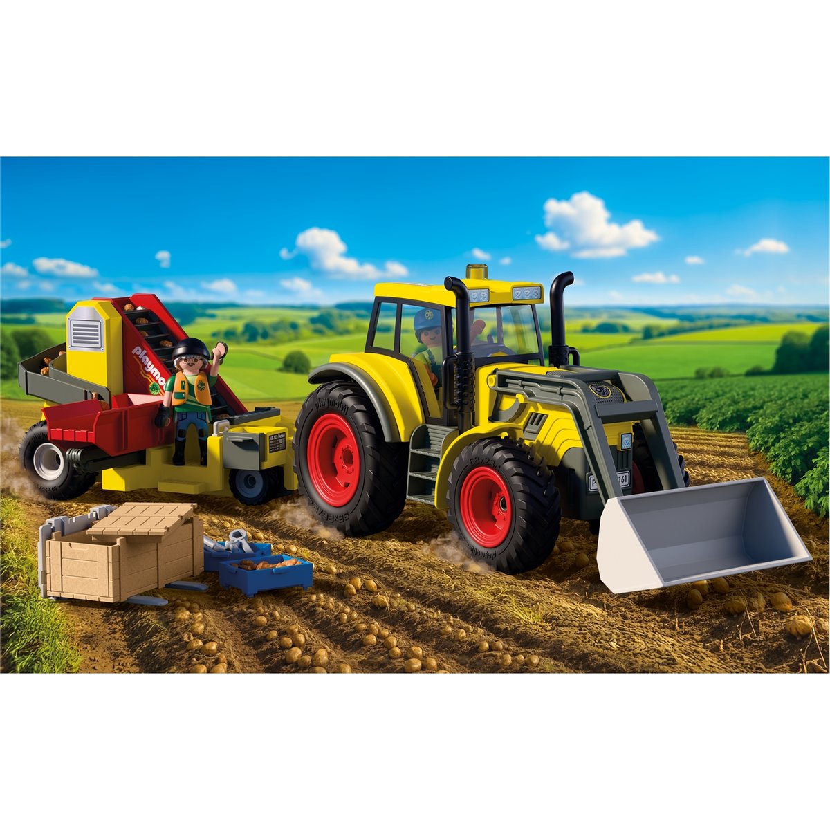 Tracteur avec récolteur de pommes de terre multicolore, PLAYMOBIL