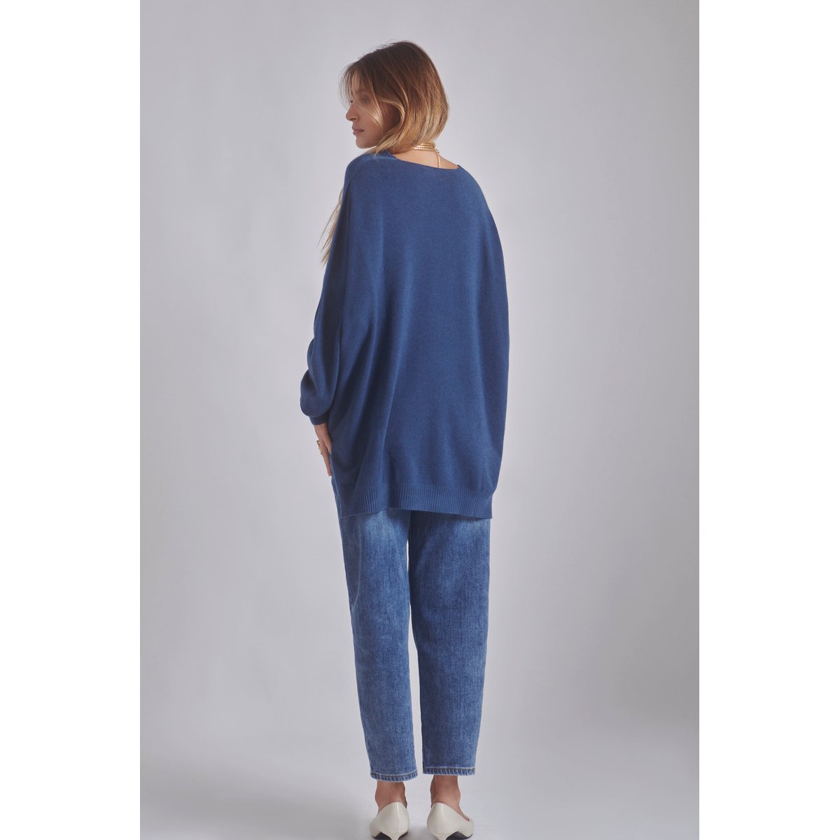 Pull maille fine YVAN bleu pétrole, BENOA