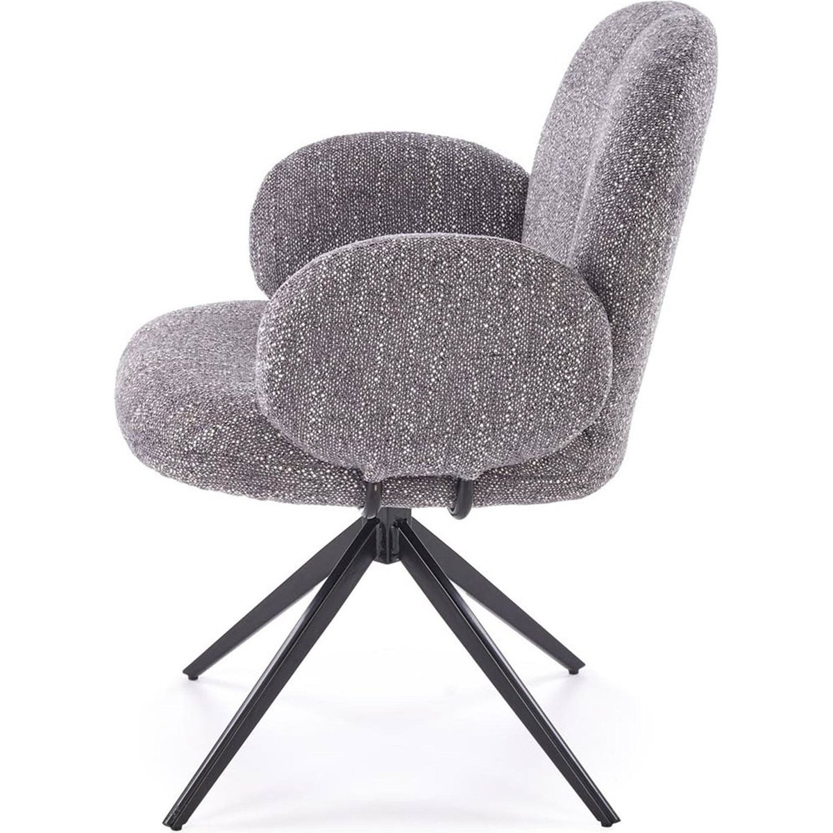 Chaise pivotante en chenille avec accoudoirs gris chiné, RECOLLECTION