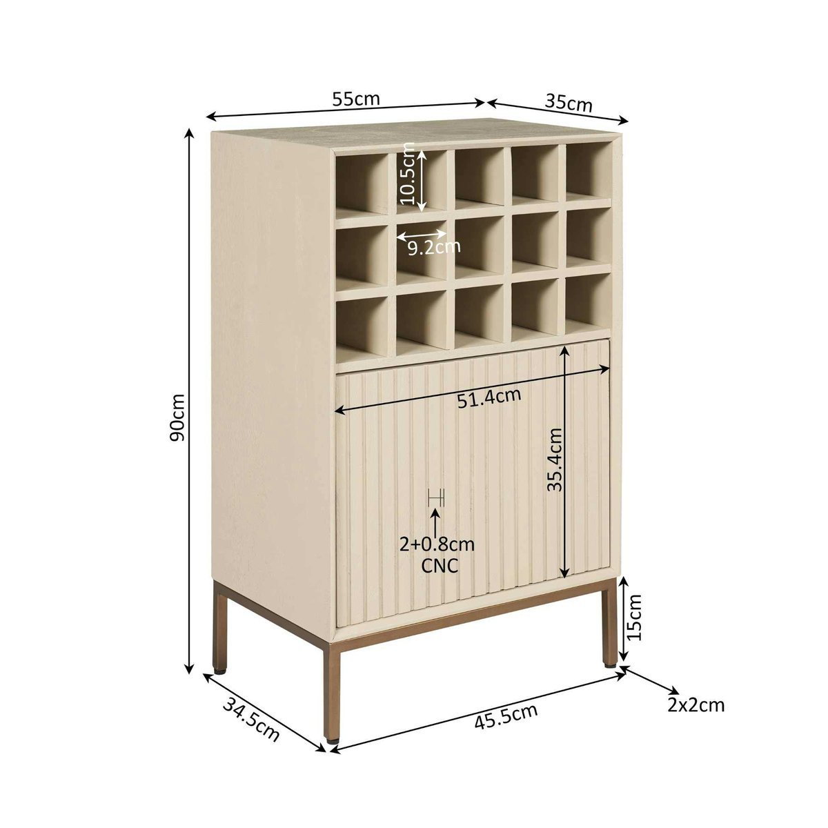 Minibar de salon en bois 1 porte CORTINA beige, PIER IMPORT