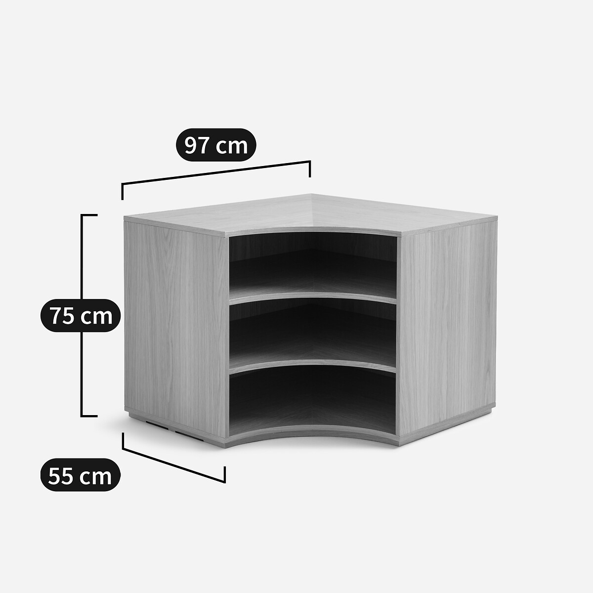 Élément armoire d'angle basse, pour dressing modulable, en plaqué chêne, EVORIA naturel, AM.PM