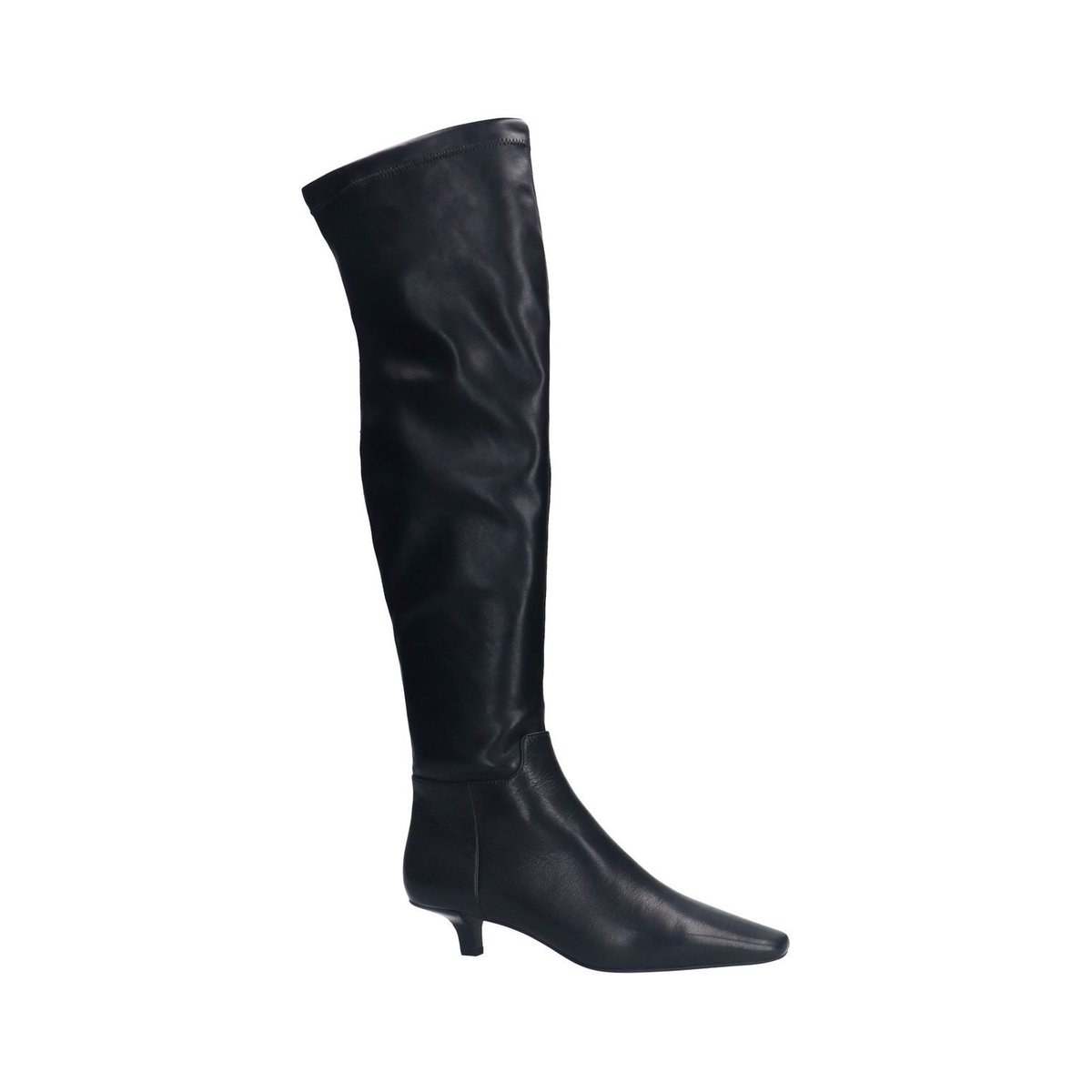Bottes hautes stretch à petit talon noir, SACHA