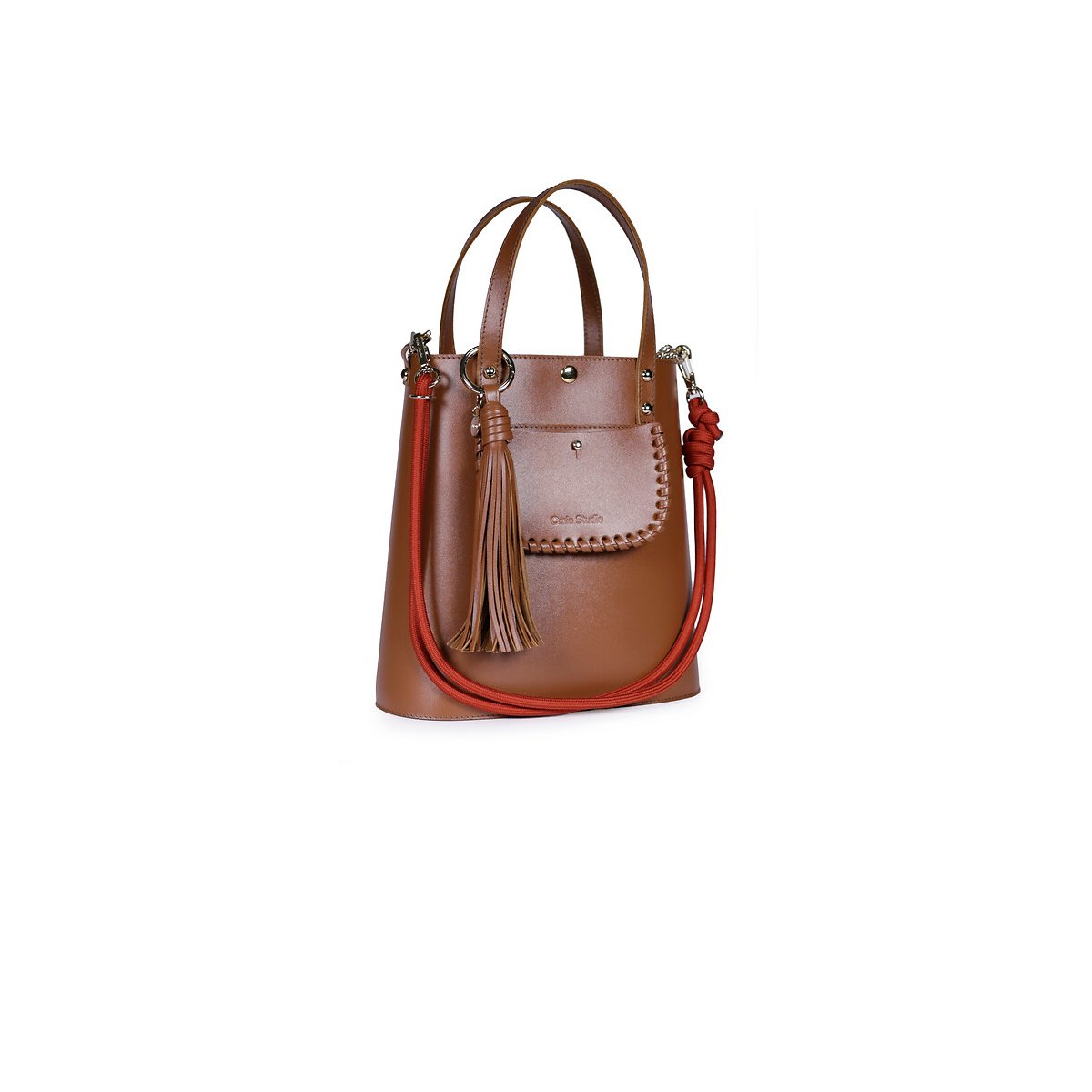 Sac cabas en cuir, GRAND AME camel, CRAIE STUDIO