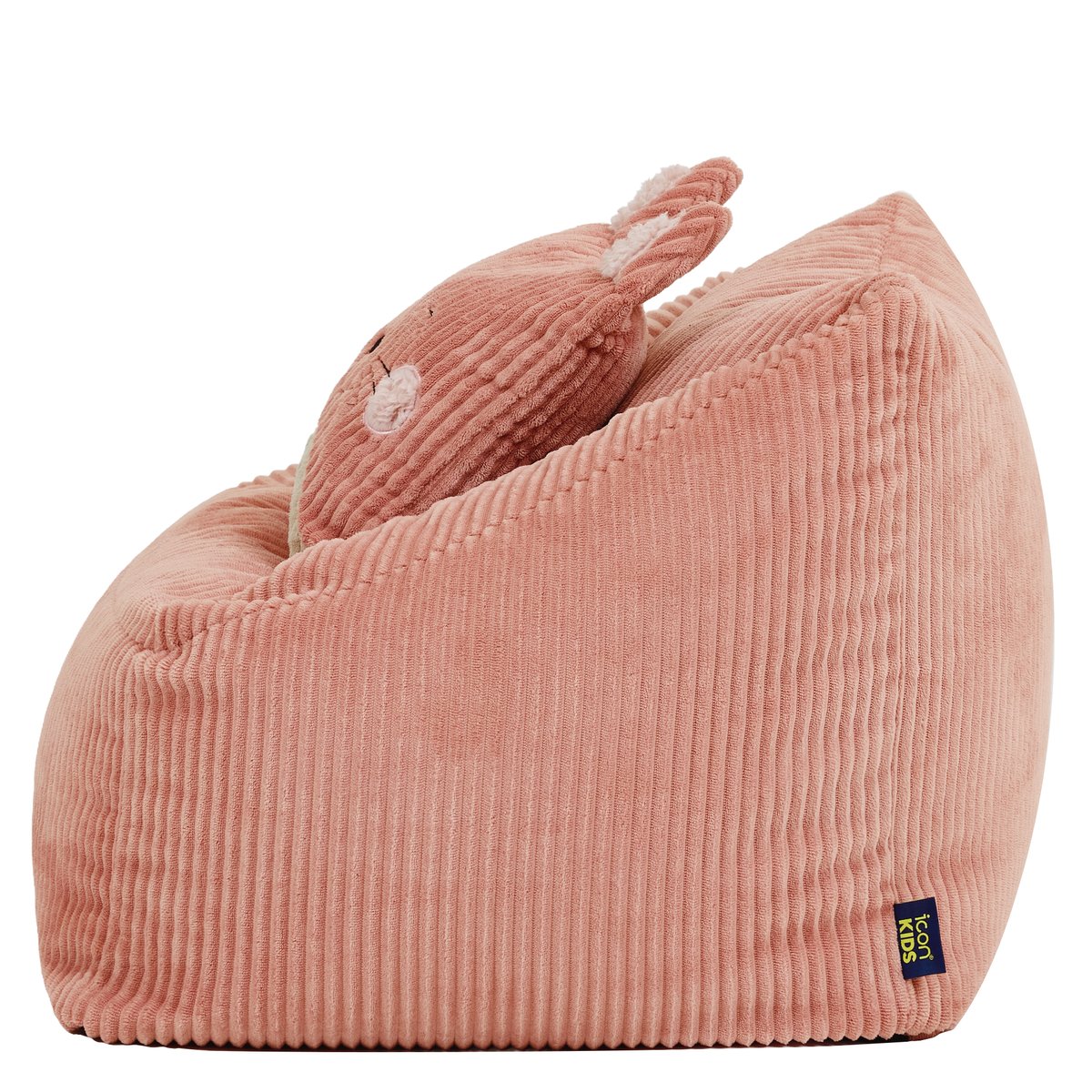 Pouf fauteuil enfant avec coussin animal en velours côtelé Oeko-Tex® - NATALIA rose chat, ICON