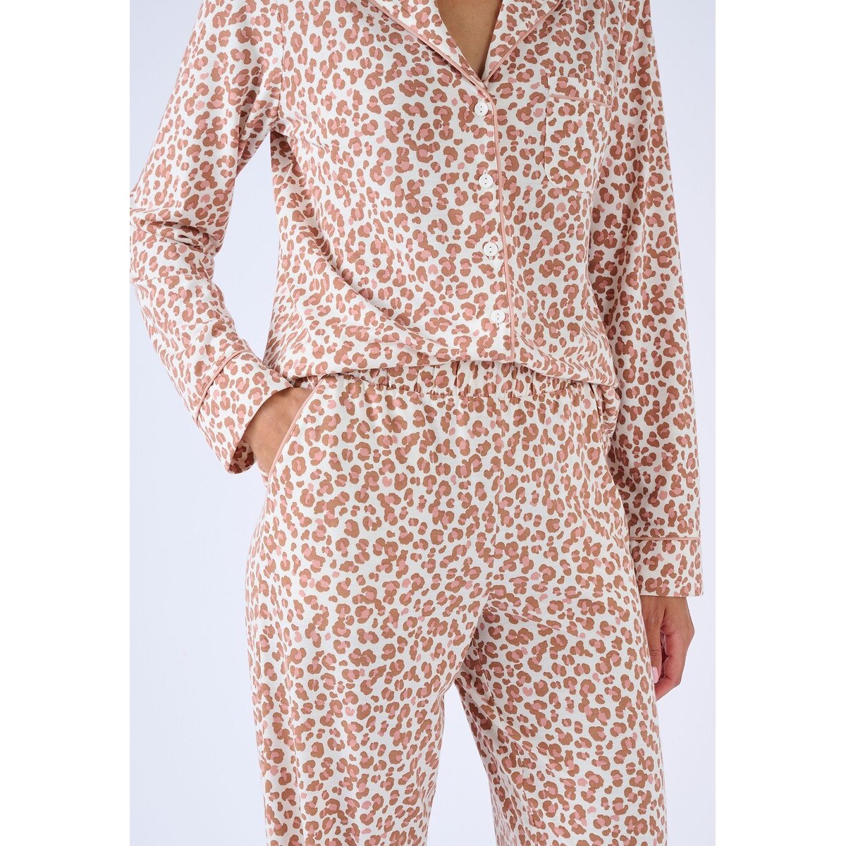 Pyjama en maille jersey Thermolactyl ecru animalier, DAMART