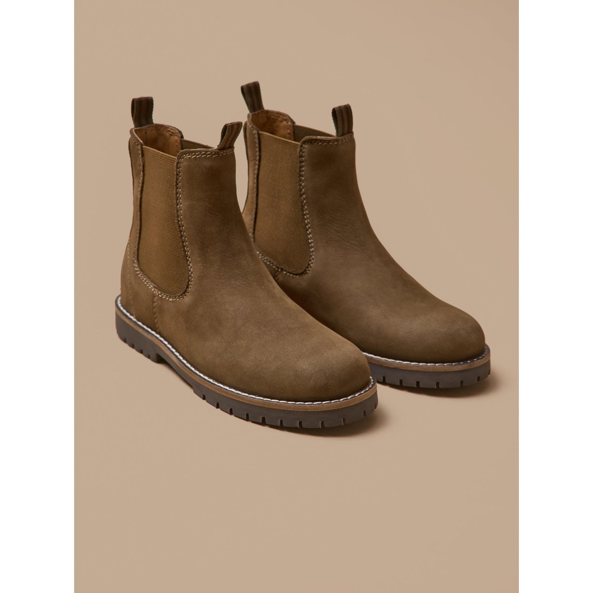 Boots chelsea cuir nubuck taupe, CYRILLUS