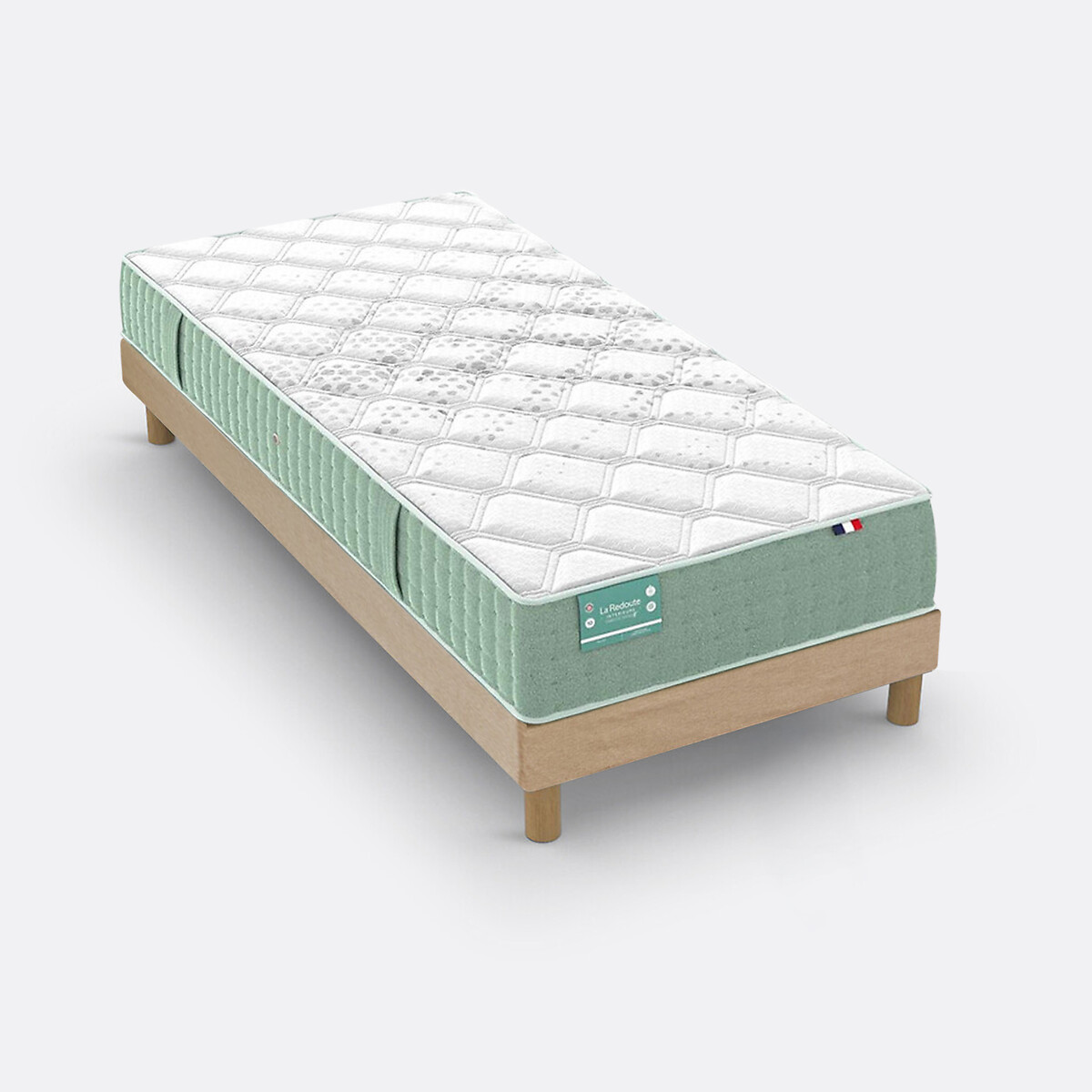 Set di materasso in lattice per schiena sensibile, a 5 zone, rigido, superficie tonificante e base l ecru , LA REDOUTE INTERIEURS
