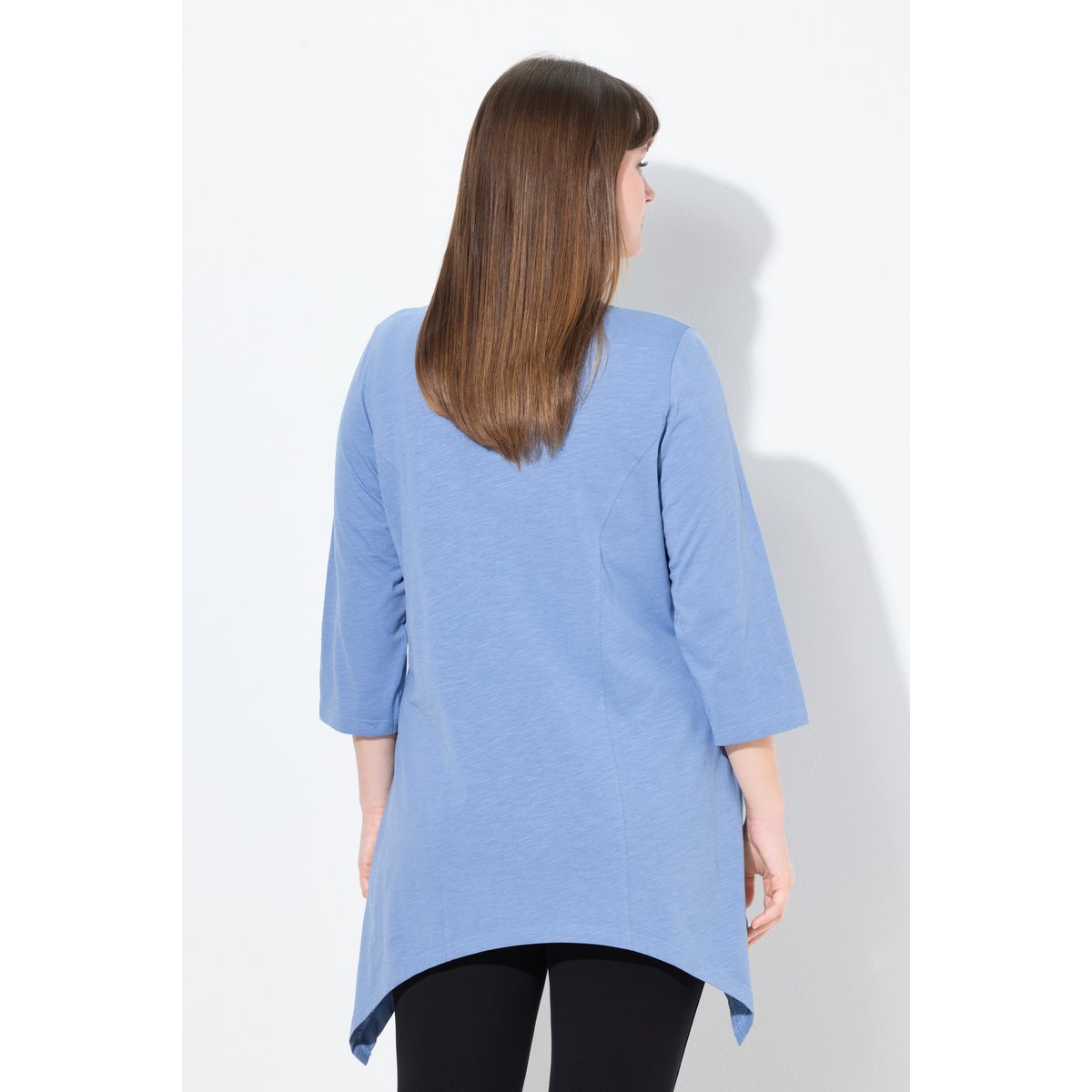 T-shirt, finition en pointe, col en V bleu bleuet, ULLA POPKEN