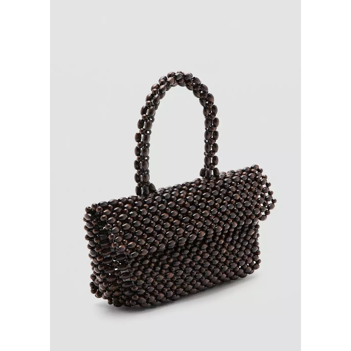 Sac porté main fibre naturelle chocolat, MANGO