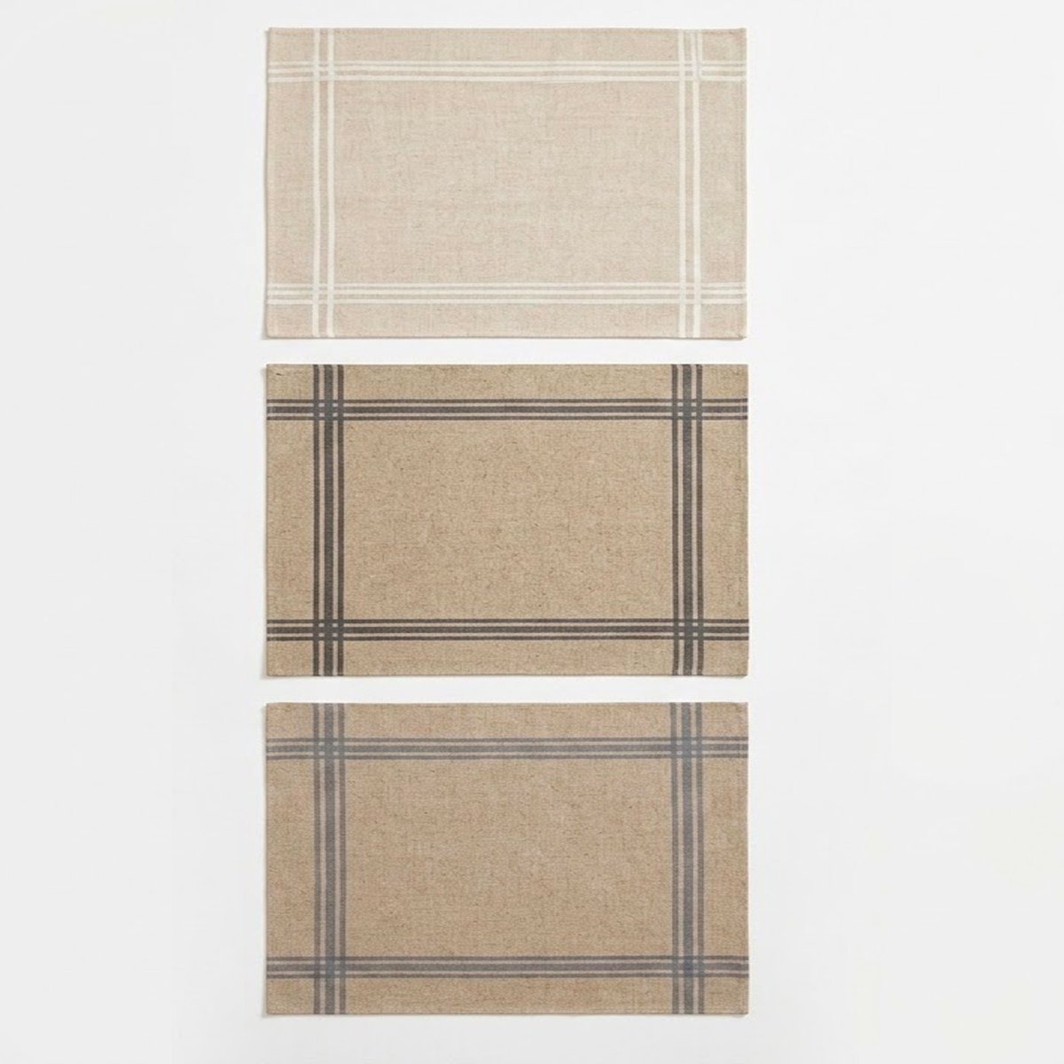 Set de 3 sets de table en lin rayures colorées 45x30cm beige, WADIGA