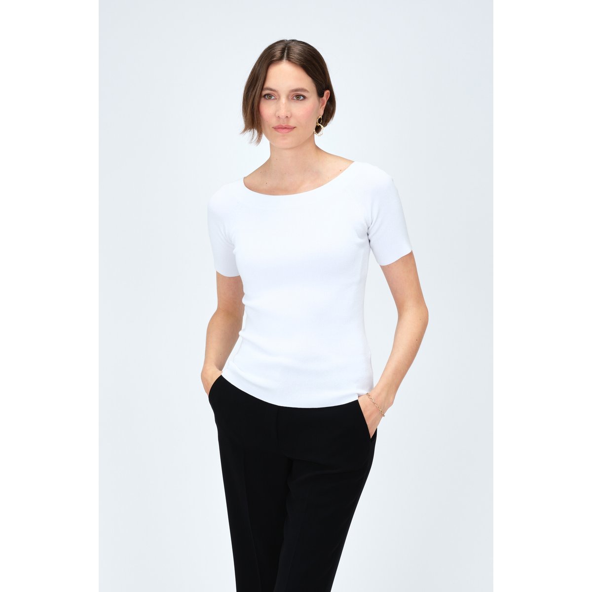 Pull droit col rond MALONE blanc, CAROLL