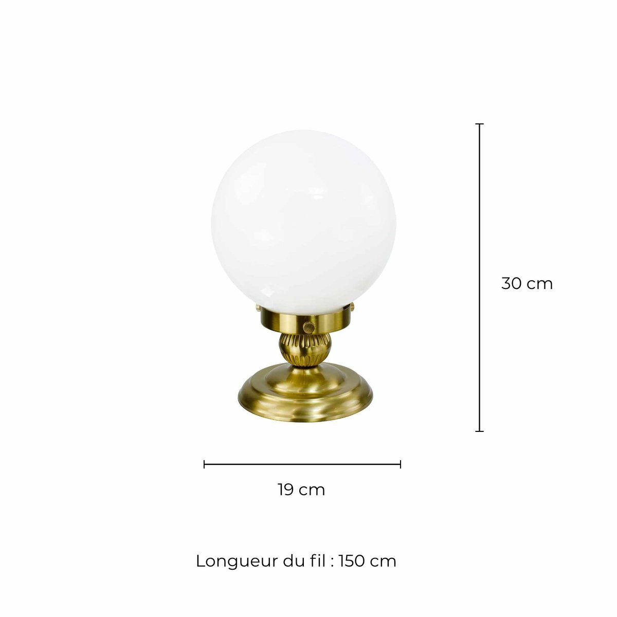 Lampe à poser en verre opalin et métal doré - REJANE blanc et doré, C-CREATION