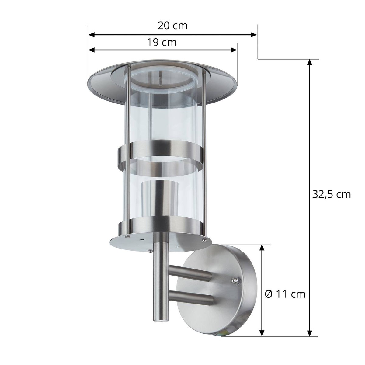 Applique extérieure en inox moderne, Noemi acier inoxydable, transparent, LINDBY