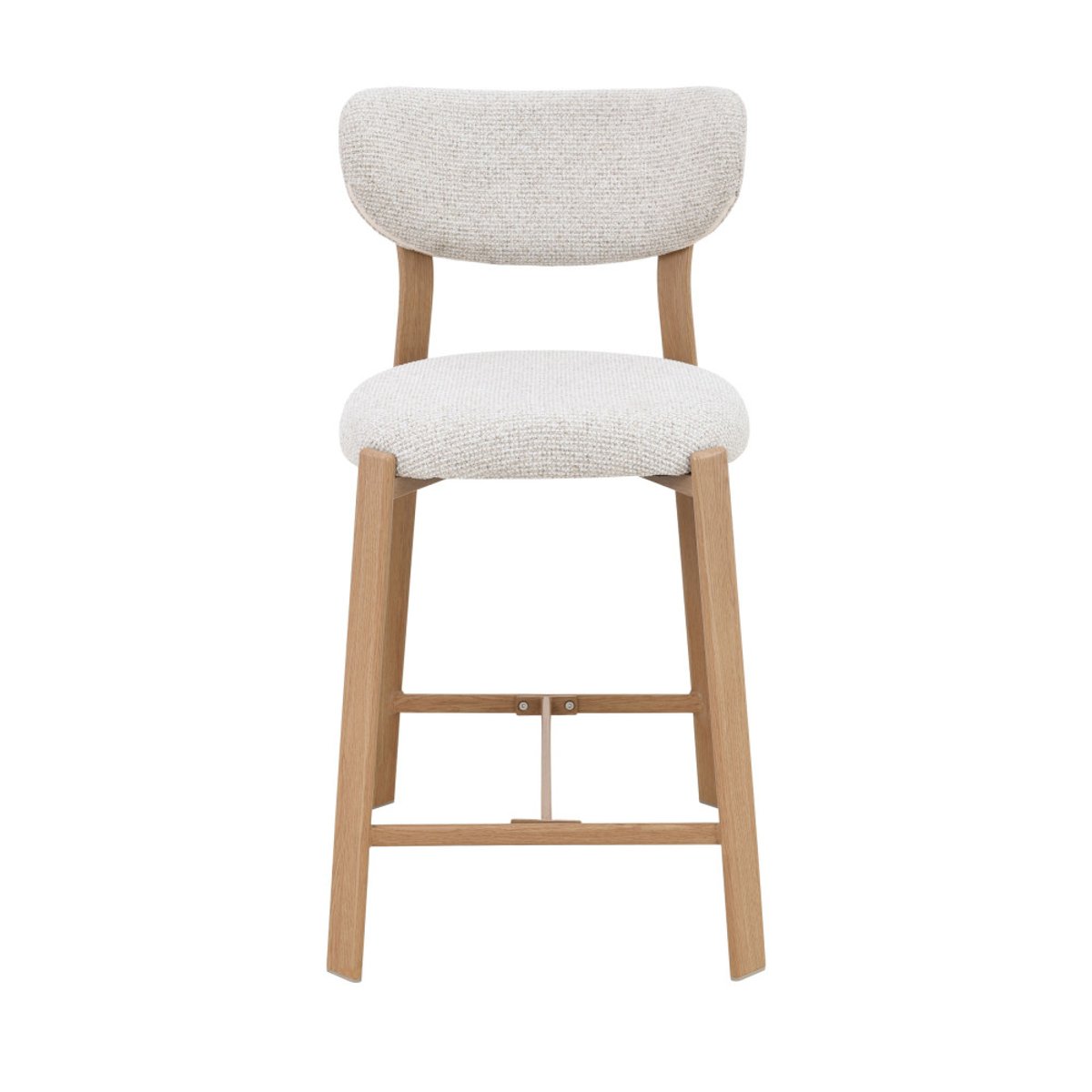Lot de 2 chaises de bar en tissu piètement effet bois clair H65cm- LUNARA beige chiné, DRAWER