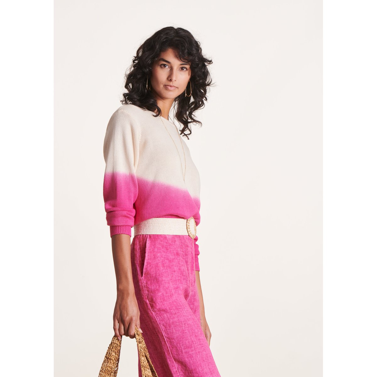 Pull court en coton imprimé dip dye tropical, LA FEE MARABOUTEE