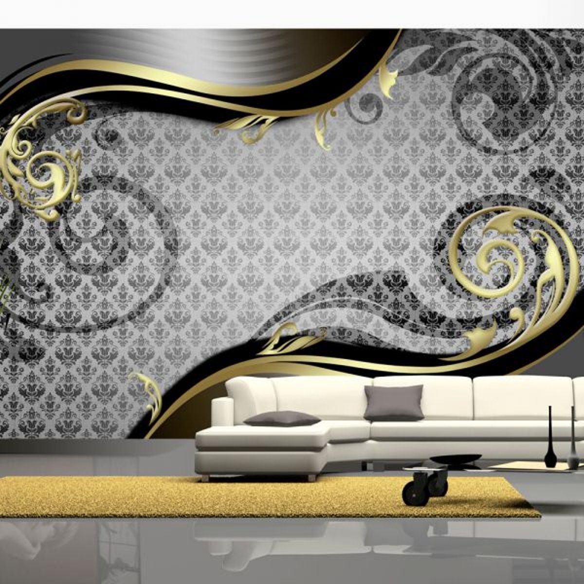 Papier peint intissé panoramique Golden snail noir, EDEN