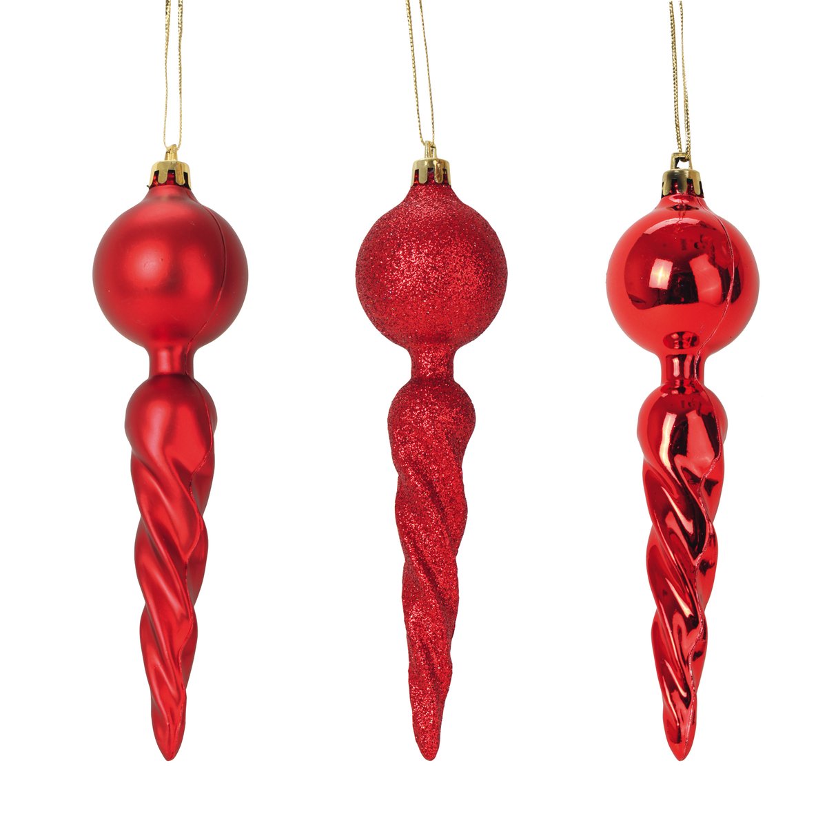 Set de 3 suspensions torsadees Noel rouge, EDEN
