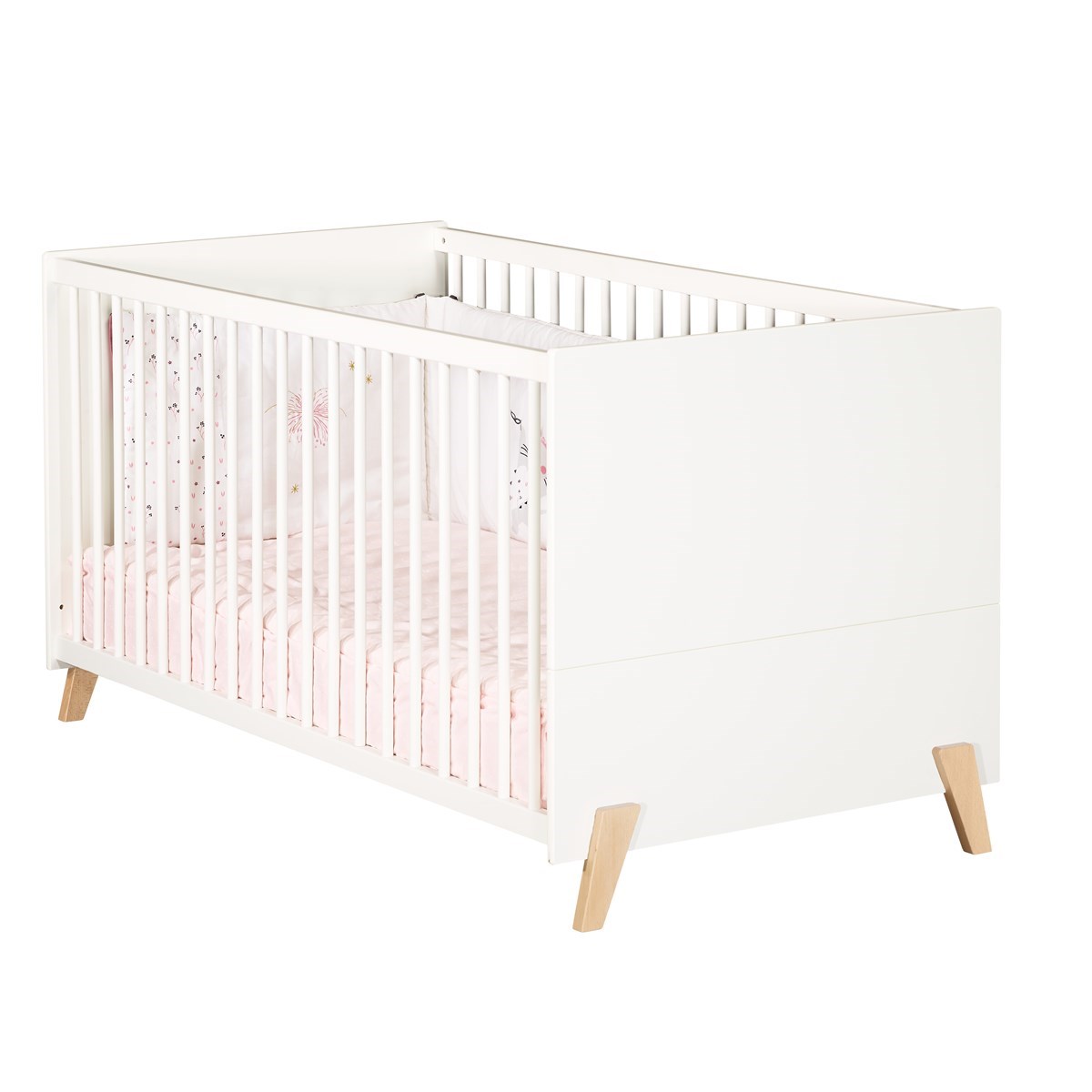 Lit évolutif - Little Big Bed sur pieds en bois blanc/marron, BABY PRICE