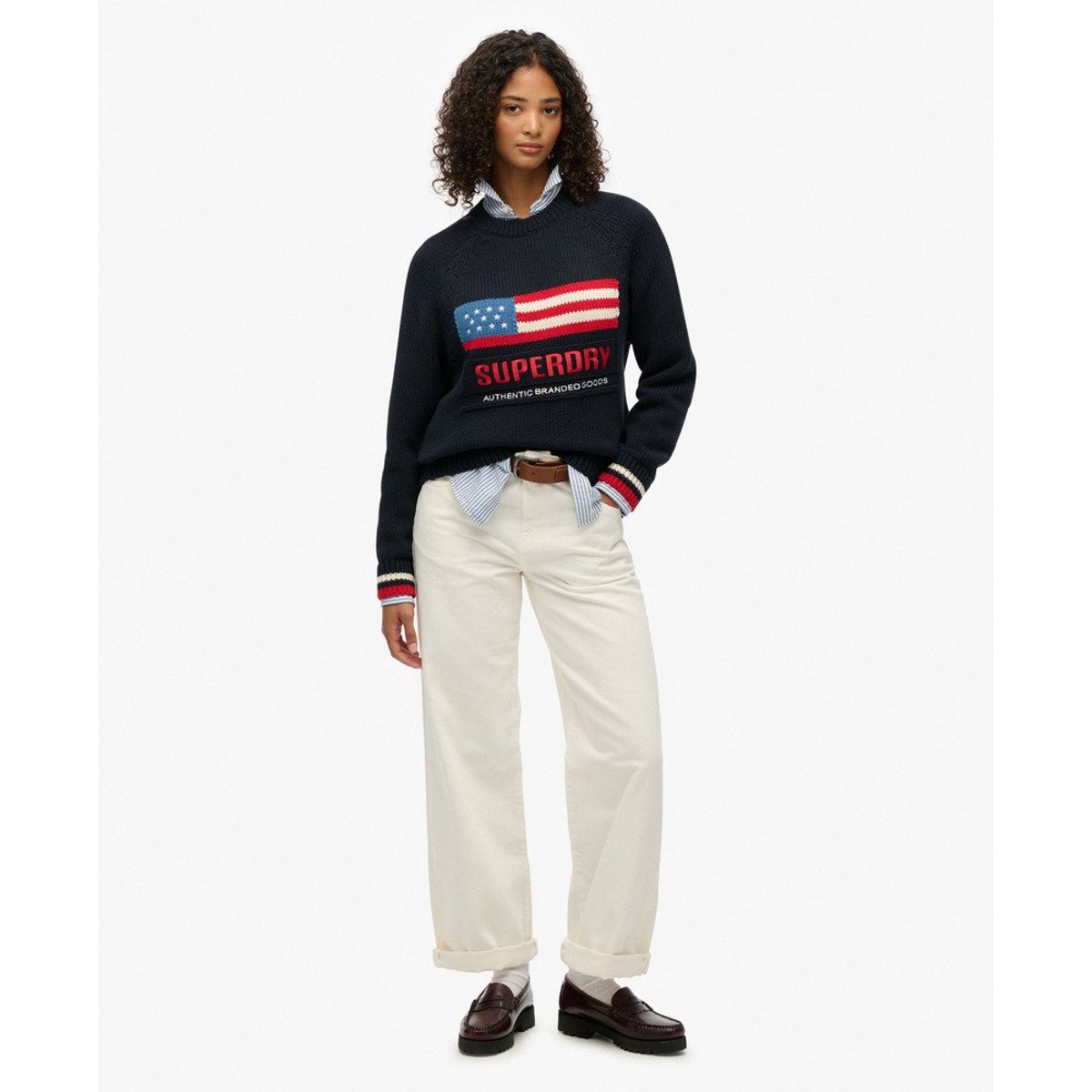Pull en maille col rond Americana bleu marine éclipse, SUPERDRY