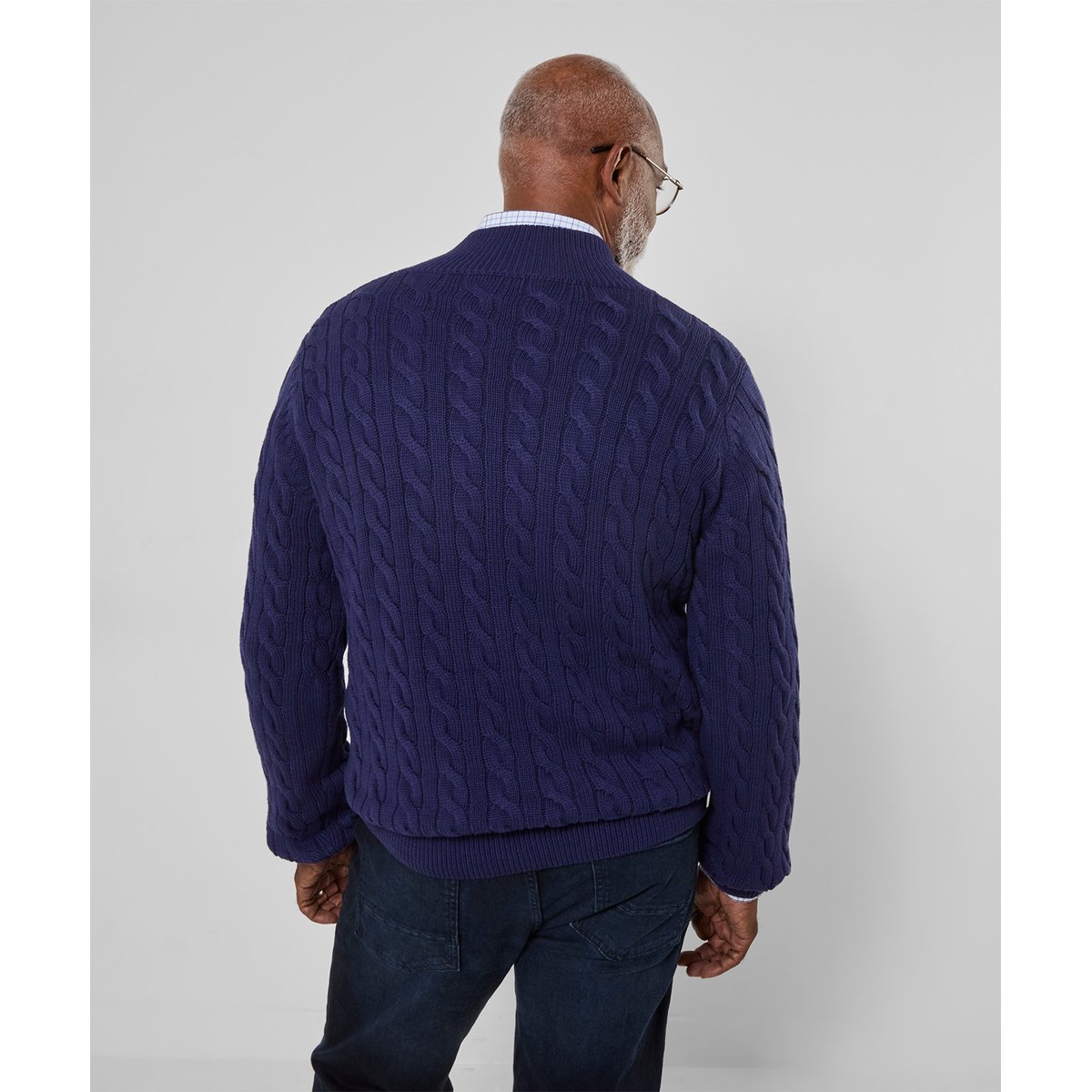 Sweat Col Cheminée en Maille Torsadée Charismatique bleu, JOE BROWNS