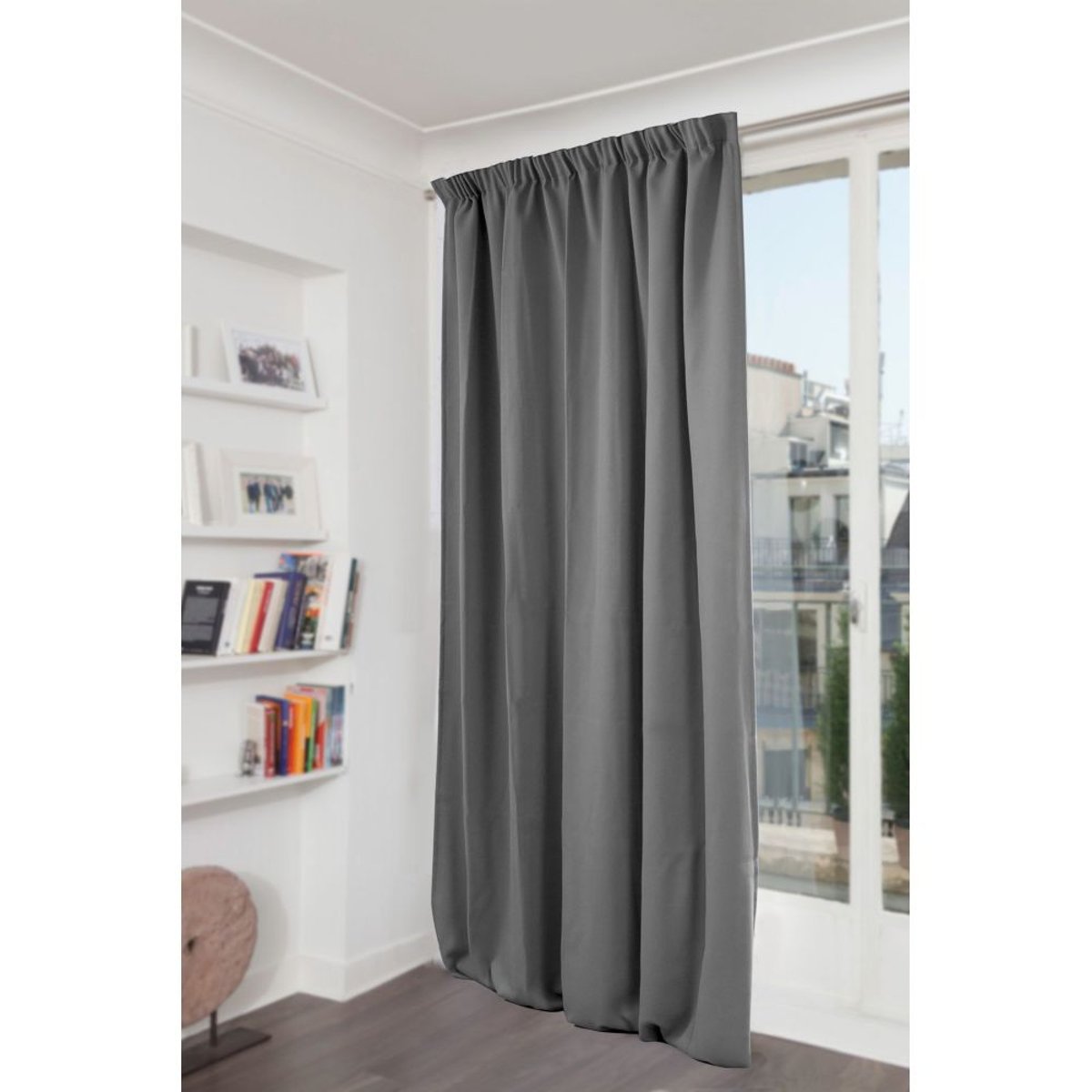 Venise - Rideau phonique Velours Galon fronceur VENISE gris mc09, MOONDREAM