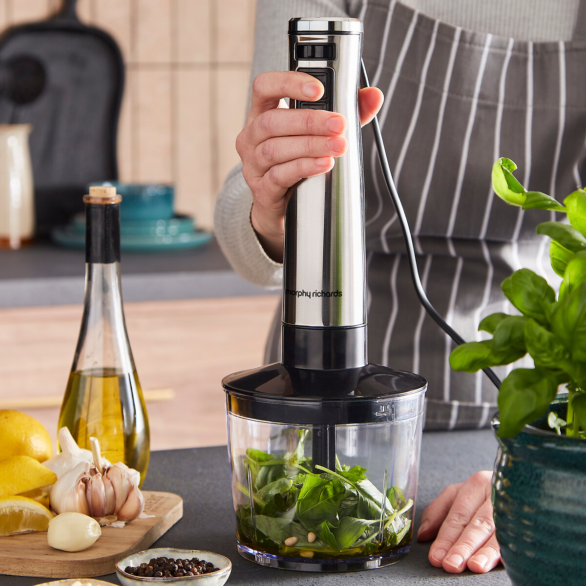 Hand Blender Set with Masher silver-coloured, MORPHY RICHARDS