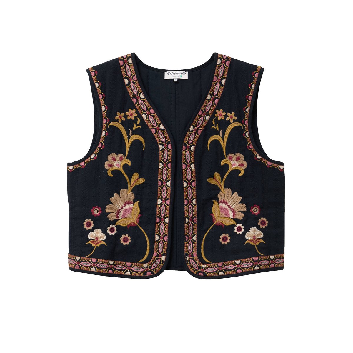 Gilet droit court sans manches doublé noir, BONOBO