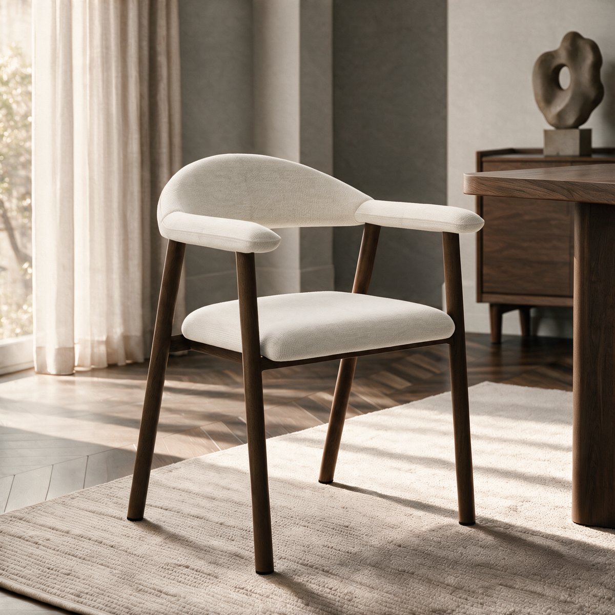 Lot de 2 chaises en velours chenillé HUDSON crème, SIA HOME